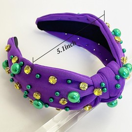 RUIOMII Pearl Women's Knot Headband with Crystal Beads, Wide Hair Headband, Scrunchies, Fashion Accessories