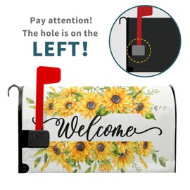 Welcome Spring Mailbox Covers Magnetic Standard Size 18x21in Spring Summer Sunflowers Mailbox Cover Mailbox Decals Farmhouse Yellow Floral Mailbox Wraps Post Letter Box Cover for Home Garden Yard