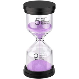 SuLiao Sand Timer 5 Minute Hourglass: Plastic Sand Clock, Purple Sand Watch 5 Min, Small Reloj De Arena Five Minutos, Colorful Sandglass for Kids, Games, Classroom, Kitchen, Decorative