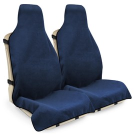INFANZIA Waterproof Sweat Towel Seat Cover, Premium Car Seat Towel Protector for Trucks SUV Jeep, Universal Non-Slip Bucket Seat Covers for Post Gym Workout, Running, Swimming, Beach (Navy Blue, 2Pcs)