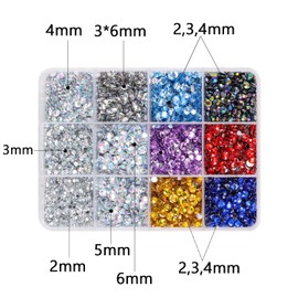Darunyar 7160 Pieces Flatback Rhinestones for Nail Art Face Clothes Bags Phone Decorations Crafts DIY 6 Sizes Crystal Rhinestones with Tweezers and Picking Pen (white and 6 colors)