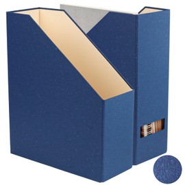 LifeSto Magazine Holder - File Holder and Desk Organizer, Paperboard Book Organizer and Storage Box for Documents, Magazine Holder Rack for Classroom, Home, and Office (Classic Blue, 2-Pack)