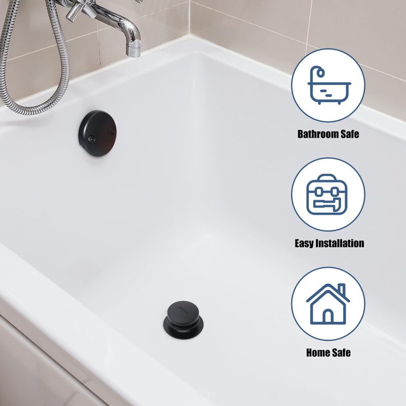 Toe-Kick Bathtub Trim Kit, Matte Black Bathtub Drain, Includes Dual-Hole