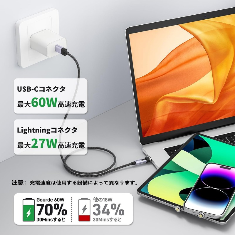 Magnetic Charging Cable, Type C Rapid Charging, 60W, PD Compatible,