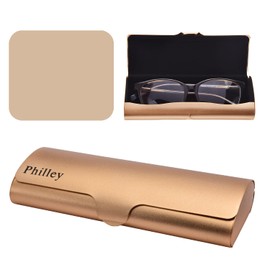 Philley Aluminum Ultra-Light Eyeglass Case Hard Shell Nearsighted Glasses Case for Women & Men(Gold)