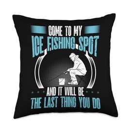 Ice Fishing Accessories for Men Fisherman Fishing Rod and Reel Combo Fisherman Ice Fisher Throw Pillow, 18x18, Multicolor