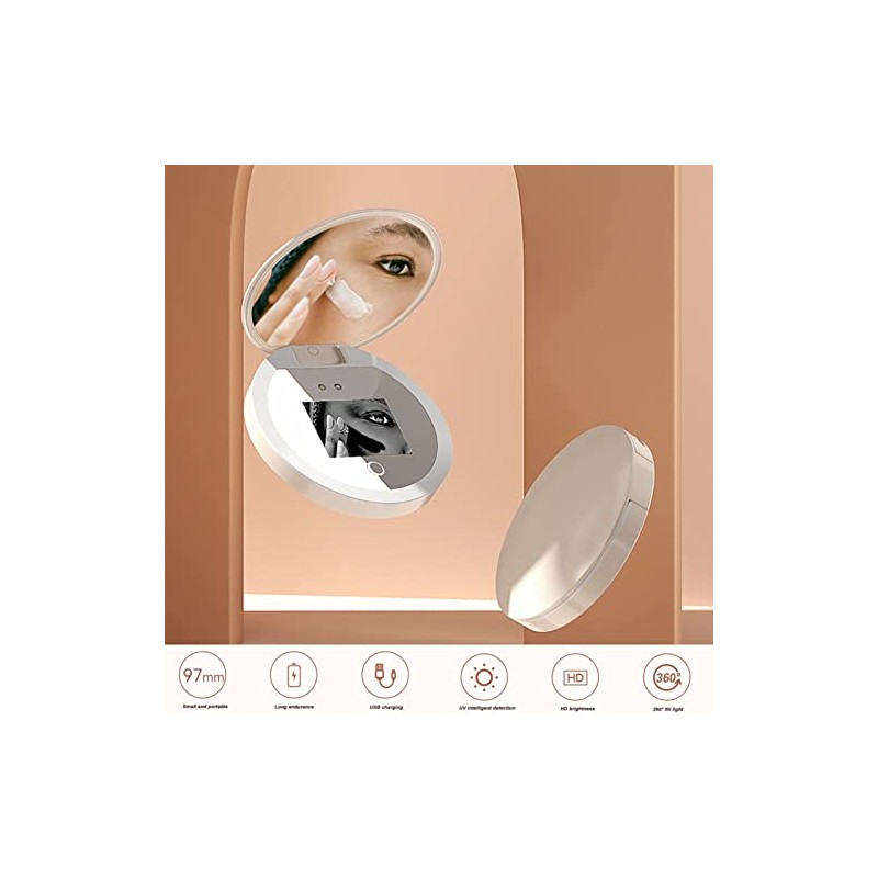 Espejo UV para Prueba de Protector Solar con Aumento 2X,