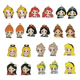 GTONEE 22pcs Cartoon Princess Charms Enamel Princesses Pendants for DIY Necklace Bracelet Earrings Keychains Jewelry Making, 11 Styles
