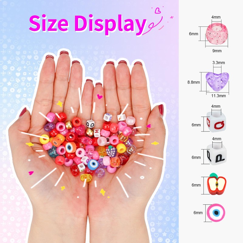 2400pcs Pony Beads 72 Colors 9mm Friendship Bracelets Making Kit,