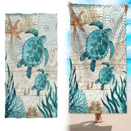 MetalNuts Microfibre-Lightweight-Towel Microfibre Beach Towel, 71"x32" Oversized Extra Large Beach Towel for Adult, Quick Dry Sand Free Travel Pool Towel for Camping Swimming Sports Gym (turtle)