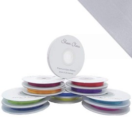 25M Single roll of Double Faced Satin Ribbon 3mm, 6mm, 10mm, 16mm Widths (Silver, 3mm)