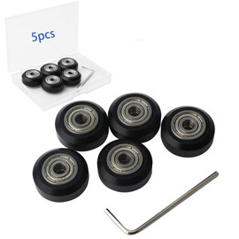 RUNCCI-YUN 5 Pieces 3D Printer V-Slots Models Pulley, POM Plastic Deep Groove Ball Bearing, Passive Round Wheels (1 x Allen Key)