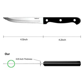 faderic 12-piece Serrated-Steak Knives, Black Full-Tang Triple Rivet Steak Knife Set,Stainless steel Sharp Blade,8.7 Inch,Dishwasher Safe