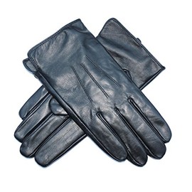 Jasmine Silk Mens Lambskin Leather Cashmere Lined Gloves BLACK (Small)