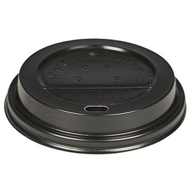 Abena Dome Sip-Through Coffee Lids: Black, Plastic PS, 3.54" (9CM) Diameter - 100 Count