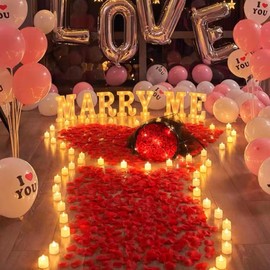 JUPOZOP 2200 PCS Artificial Fake Rose Petals for Wedding, Romantic Night for Her/Him Set, Engagement, Flower Decorations, Event, Party, in Bulk（RED）