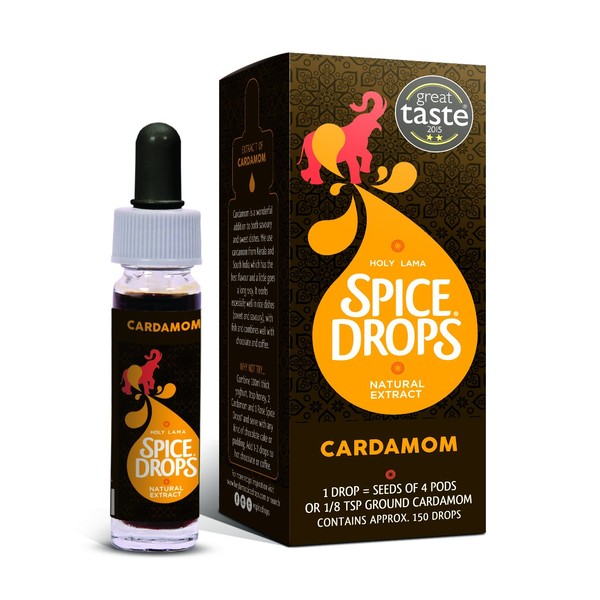 Holy Lama Spice Drops Cardamom Extract - Great Taste Award. Natural Cooking Ingredient, Savoury, Sweet or Drinks Recipes 1 x 5ml Bottle