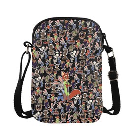 Zoon Cartoon Movie Gift Movie Character Fans Gift Judy Hopps Nick Wilde Crossbody Bag (BLK-Nick Judy CB CA)