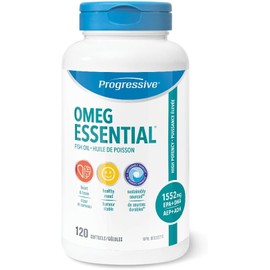 Progressive OmegEssential Adult Fish Oil Supplement - 1000 mg EPA + 550 mg DHA for Adults, 120 Softgels | All natural, cold water, wild caught