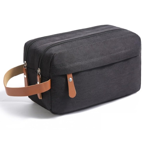 FUPUTWO Men's Clutch Bag, Fabric, Waterproof Pouch, Toiletry Bag, Black