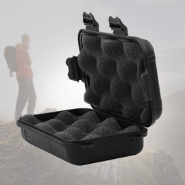 POCREATION Outdoor Shockproof Box, 2 Colors 2 Sizes Outdoor Survival Waterproof Storage Box Sealed Container Box(S-Black)