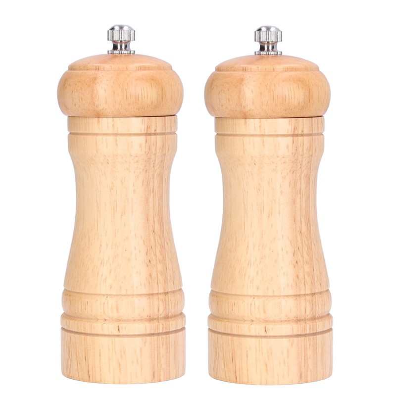 2pcs Wood Salt and Pepper Grinder Adjustable Coarseness Wooden Pepper