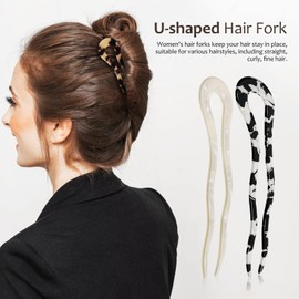 Baluue 3 Pcs Hair Forks Sticks for Long Thick Hair French Hair Pins U Shaped Styling Hairpins Hair Decorations