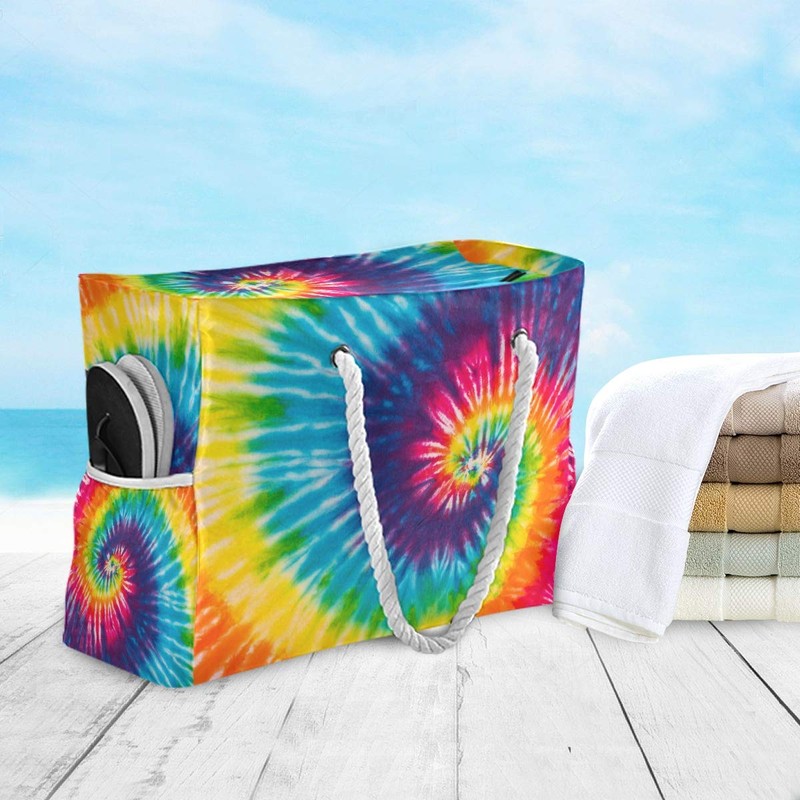 ALAZA Beach Bag, Abstract Swirl Design Tie Dye Shoulder Beach