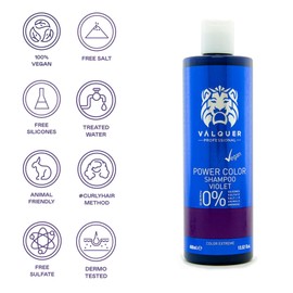 Valquer Professional Shampoo Power Color Dyed Hair Vegan and Sulphate Free (Purple) Hair Colour Enhancer - 400ml