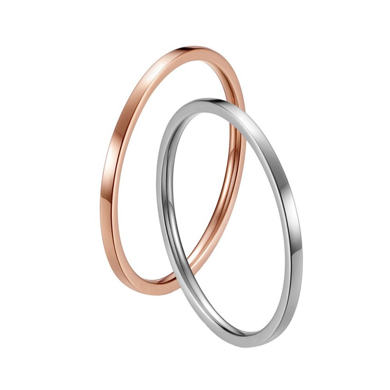INRENG Women's Stainless Steel 1MM Thin Plain Midi Stacking Ring