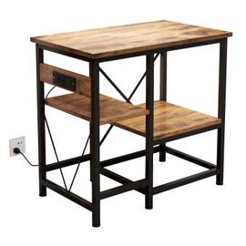 METYERRY 20-29-37 Gallon Fish Tank Stand with Power Outlet Shelves, 30x13 Metal Aquarium Stand for Reptile Tanks, 3-Tier Storage Rack, 400LBS Heavy Duty Capacity, Rustic Brown