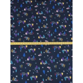 Unbranded Let's Go Skiing Sweater Knit Fabric Winter Sports  Retro BY the Yard