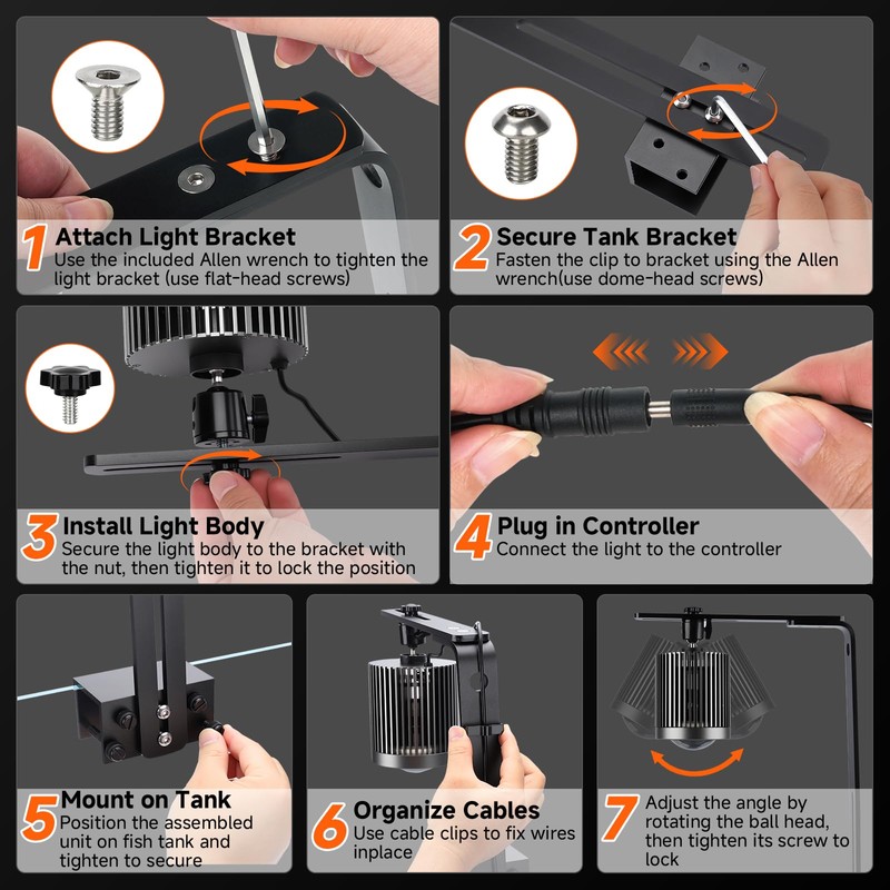 fishkeeper Clip On Aquarium Stream Light with 24/7 Mode(36W)