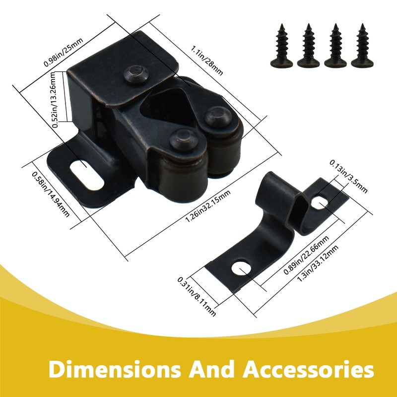 UBANU 8Pcs Cabinet Latches, Zinc Aolly Double Roller Catch Hardware