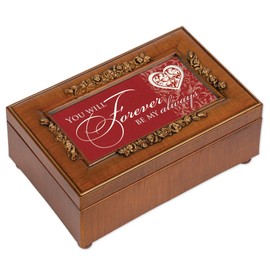 Cottage Garden You Will Forever Be My Always Woodgrain Embossed Jewelry Music Box Plays Wind Beneath My Wings