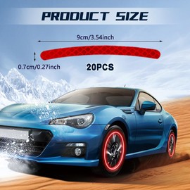 RGOAANC 20PCS Reflective Car Wheel Decorative Stripe Stickers, Reflective Car Decal, Anti-Scratch Reflective Rim Stickers, Night Safety Warning Car Stickers Universal for Vehicles Motorcycles (Red)