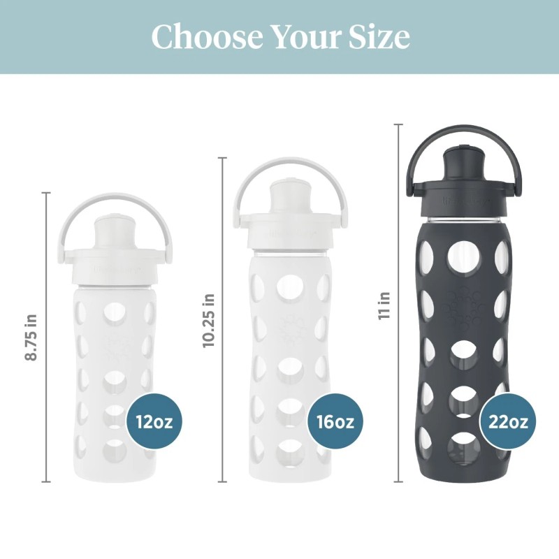 Lifefactory 22Oz Glass Water Bottle With Active Flip Cap And