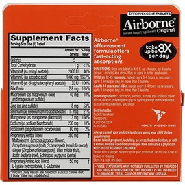 Airborne - Effervescent Tablets with Vitamin C - Zesty Orange - 10 Tablets - 4 Pack