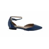Halston H by Halston Leather Flats Adjustable Strap Layla Indigo