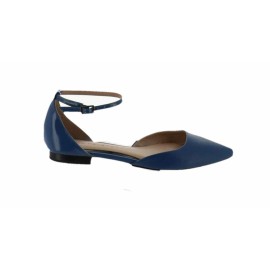 Halston H by Halston Leather Flats Adjustable Strap Layla Indigo 5.5M