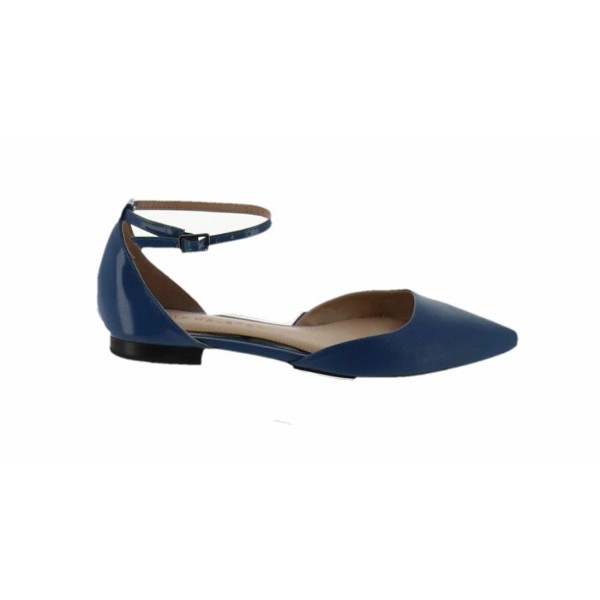 Halston H by Halston Leather Flats Adjustable Strap Layla Indigo