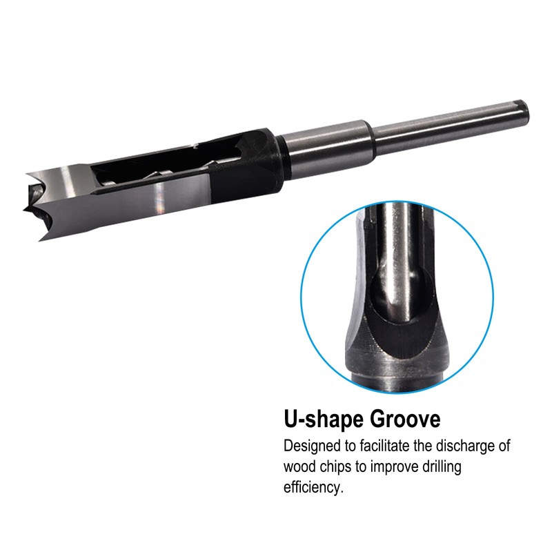 Woodworker 3/4 Inch Square Hole Drill Bits Mortising Chisel Set,