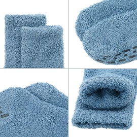 Zando Women Warm Super Soft Plush Slipper Sock Winter Fluffy Microfiber Crew Socks Casual Home Sleeping Fuzzy Cozy Sock, Q 5/ Blue Grey Black, One Size