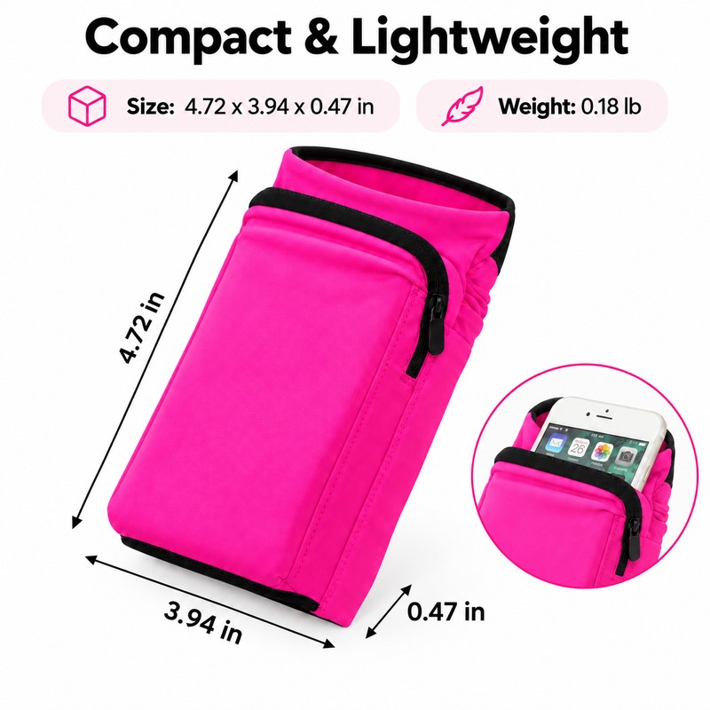 Wrist Wallet with Phone Pocket & Zippered Storage, Stretchable Running