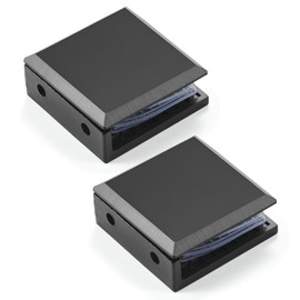 Ranbo Square Frameless Glass Clamp Connector/Shower Door Fixed Panel/Wall-to-Glass Corner Clamp,304 Stainless Steel,for 5/16" - 1/2" (8-12 mm) Thickness Glass,2 PC,Matte Black