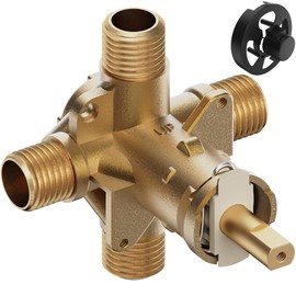 2510 Shower Valve Compatible with Moen Posi-temp Valve, Pressure Balancing Rough-In Valve, 1/2 Inch IPS Connection, Brass 4-Port for Bathtub and Shower