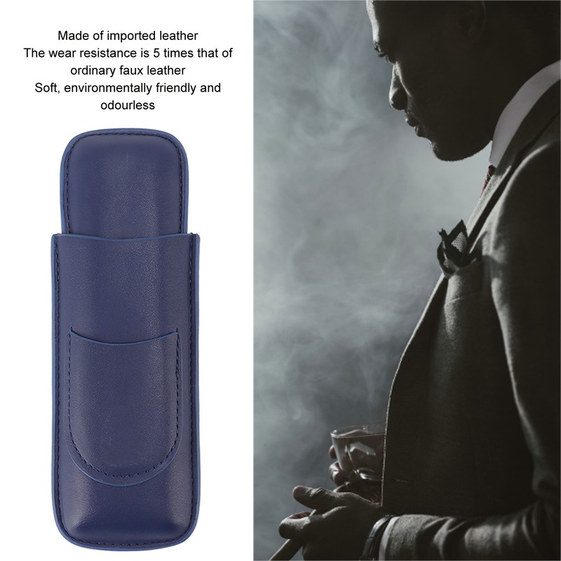 Cigar Case Elegant Vintage Hand Crafted Slim Portable 2 Fingers