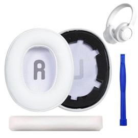 1 Pair Replacement Earpads and 1 Headband for JBL Tune 700(700BT)/710(710BT)/720(720BT)/750(750BT,750BTNC)/760(760NC)/770(770NC) Headphones with Memory Foam Easy Installation (PU White)