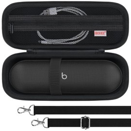 BOVKE Carrying Case Compatible with Beats Pill Wireless Bluetooth Speaker, Beats Pill Portable Speaker Holder Bag with Extra Mesh Pocket for Charging Cables, Black+Black