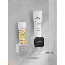 2 PCS Toothpaste Dispensers Semi-Automatic Toothpaste Hands Free Squeezer Holder for Kids and Adults, Self-Adhesive Sticker Wall Mount Toothpaste Squeezer for Family Bathroom